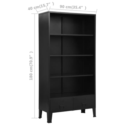 Libreria Industriale Nera 90x40x180 cm in Acciaio