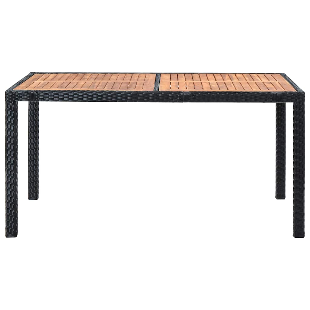 Set da Pranzo da Giardino 7 pz in Polyrattan e Acacia Nero