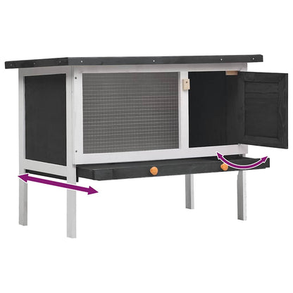 Conigliera per Esterni con Piano Singolo Grigia in Legno - homemem39