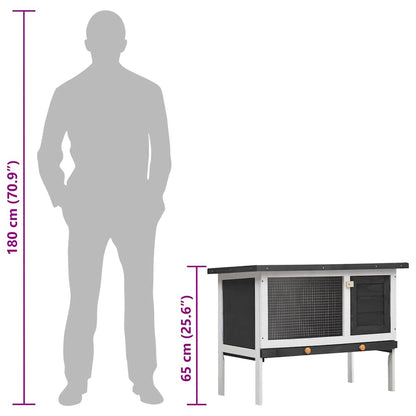 Conigliera per Esterni con Piano Singolo Grigia in Legno - homemem39