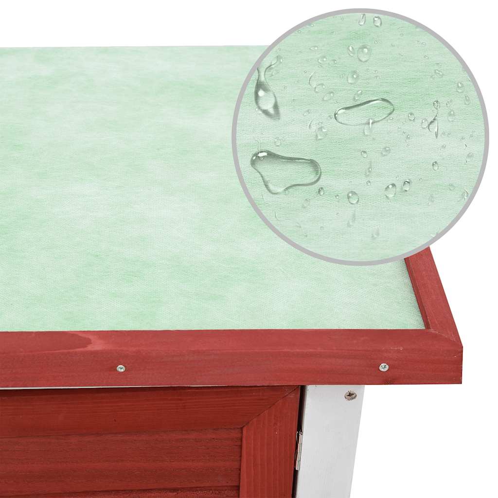 Conigliera per Esterni con 1 Porta Rosso in Legno - homemem39