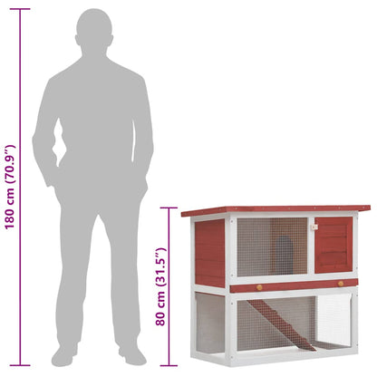 Conigliera per Esterni con 1 Porta Rosso in Legno - homemem39