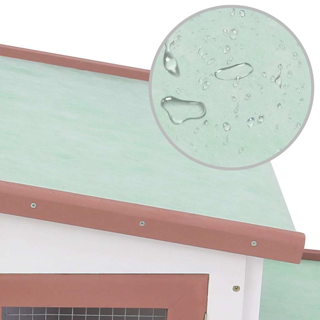 Conigliera per Esterni Grande Marrone Bianca 201x45x85cm Legno - homemem39