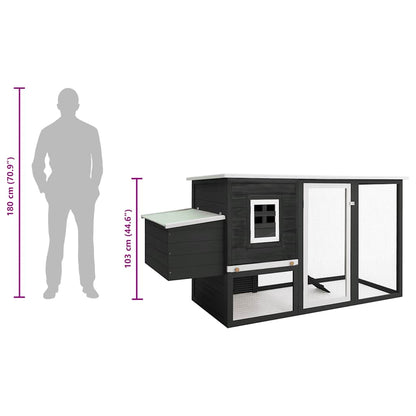 Pollaio all'Aperto con 1 Casetta di Cova Grigio in Legno - homemem39