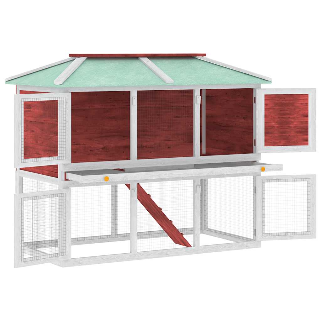 Conigliera a Due Piani Rossa in Legno