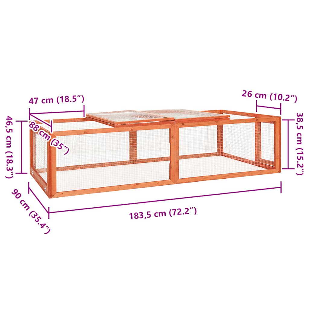 Conigliera 183x90x46,5 cm in Legno Massello di Abete - homemem39