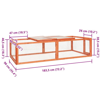Conigliera 183x90x46,5 cm in Legno Massello di Abete - homemem39