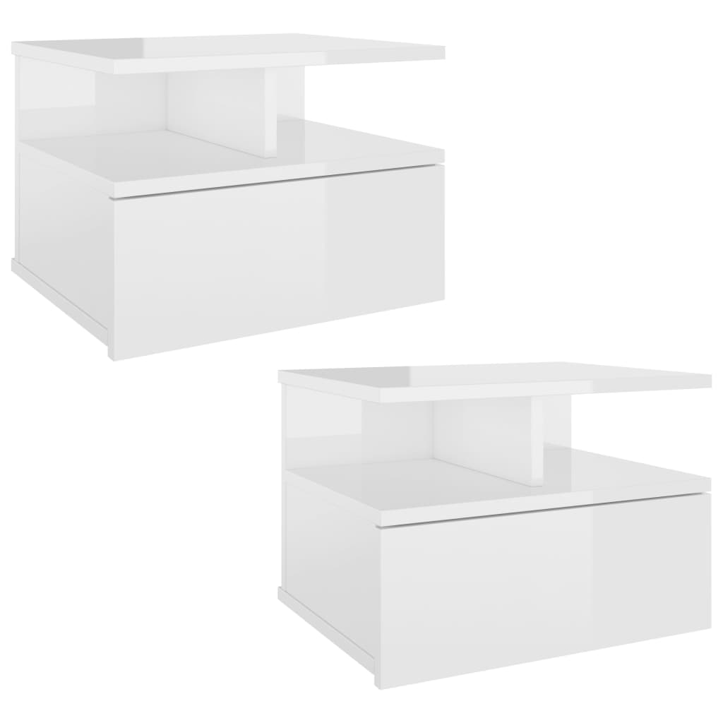 Comodini Pensili 2pz Bianco Lucido 40x31x27cm Legno Multistrato - homemem39