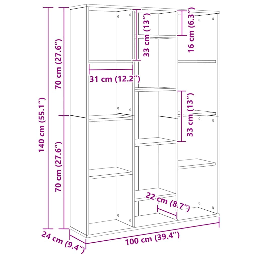 Libreria/Divisorio Bianco 100x24x140 cm in Legno Multistrato | homemem39