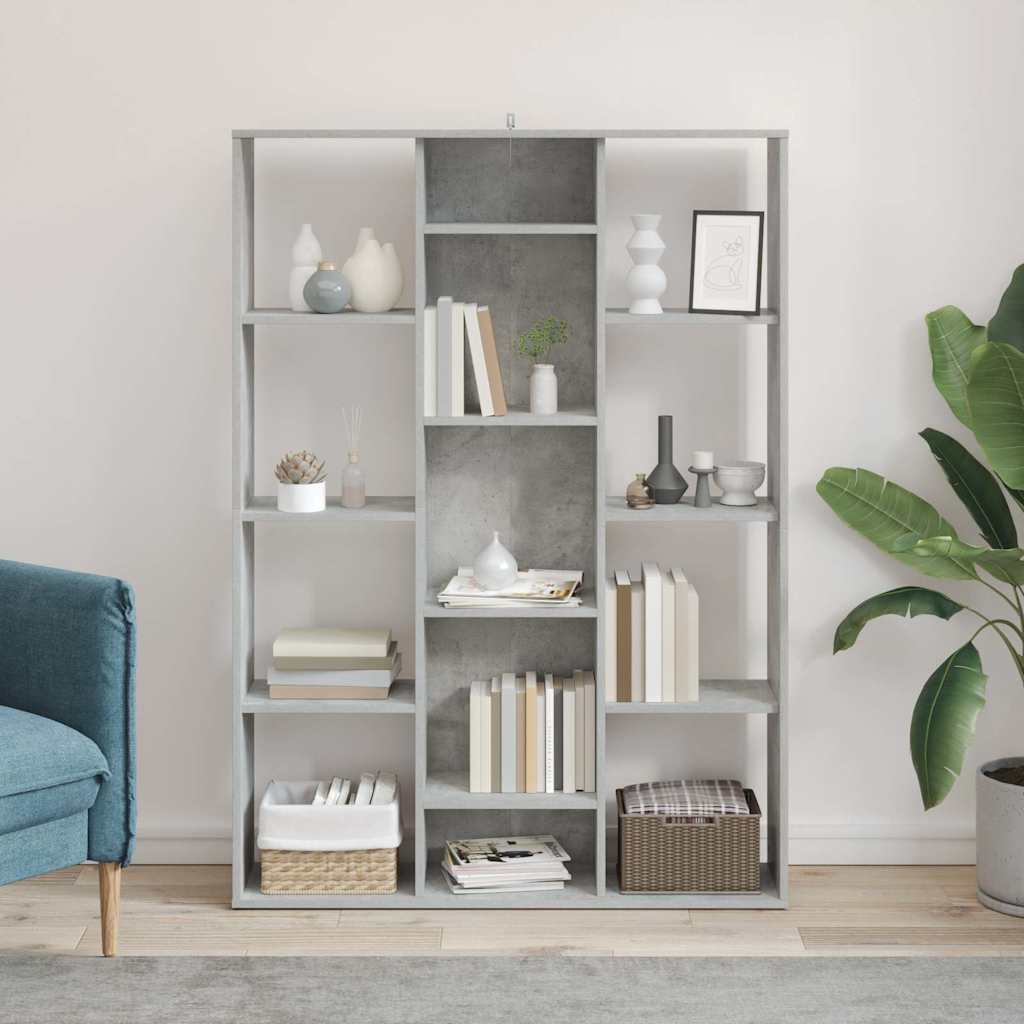 Libreria/Divisorio Grigio Cemento 100x24x140 cm in Multistrato