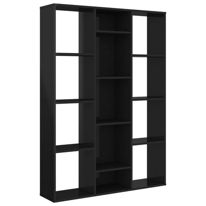 Libreria/Divisorio Nero Lucido 100x24x140 cm Legno Multistrato