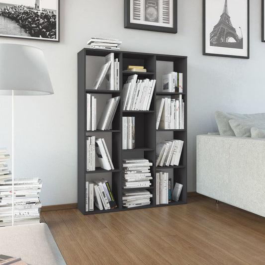 Libreria/Divisorio Grigio Lucido 100x24x140cm Legno Multistrato