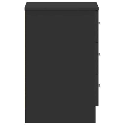 Comodino Nero 38x35x56 cm in Legno Multistrato - homemem39