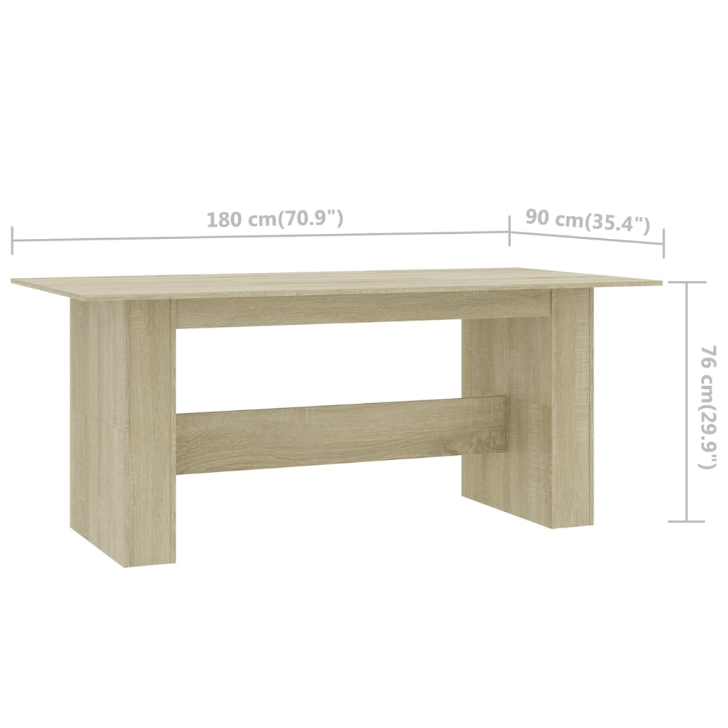 Tavolo da Pranzo Rovere Sonoma 180x90x76cm in Legno Multistrato - homemem39