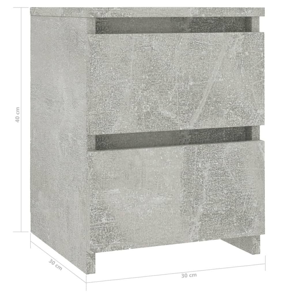 Comodini 2pz Grigio Cemento 30x30x40 cm in Legno Multistrato - homemem39