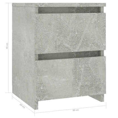 Comodini 2pz Grigio Cemento 30x30x40 cm in Legno Multistrato - homemem39