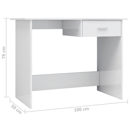 Scrivania Bianco Lucido 100x50x76 cm in Legno Multistrato - homemem39