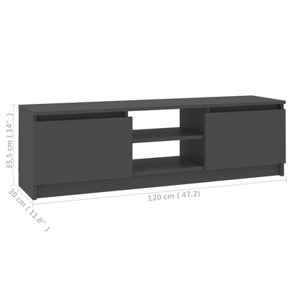 Mobile Porta TV Grigio 120x30x35,5 cm in Legno Multistrato