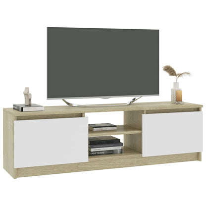 Mobile TV Bianco Rovere Sonoma 120x30x35,5 cm Legno Multistrato