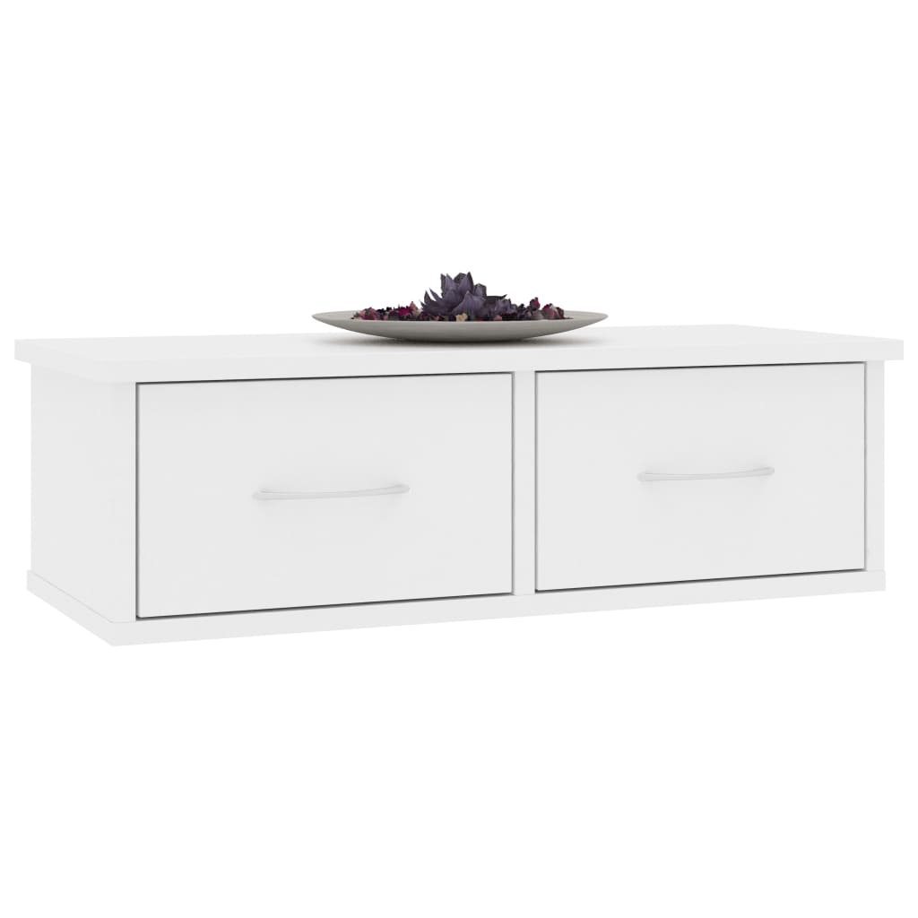 Scaffale con Cassetti a Parete Bianco 60x26x18,5 cm Multistrato | homemem39