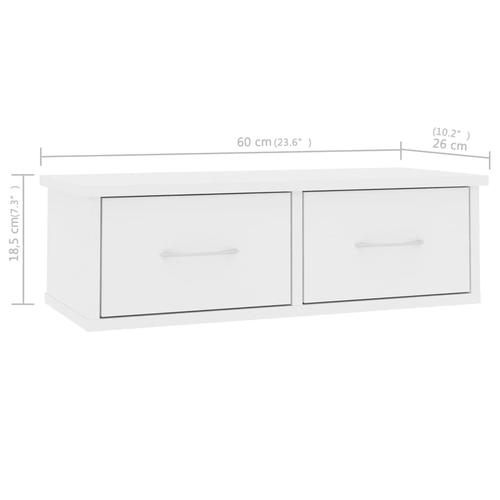 Scaffale con Cassetti a Parete Bianco 60x26x18,5 cm Multistrato | homemem39