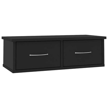 Scaffale con Cassetti a Parete Nero 60x26x18,5 cm Multistrato | homemem39