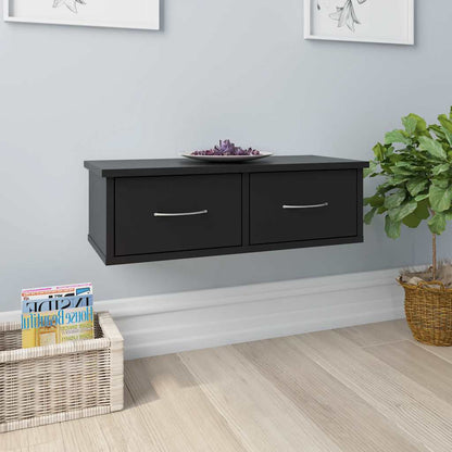 Scaffale con Cassetti a Parete Nero 60x26x18,5 cm Multistrato | homemem39
