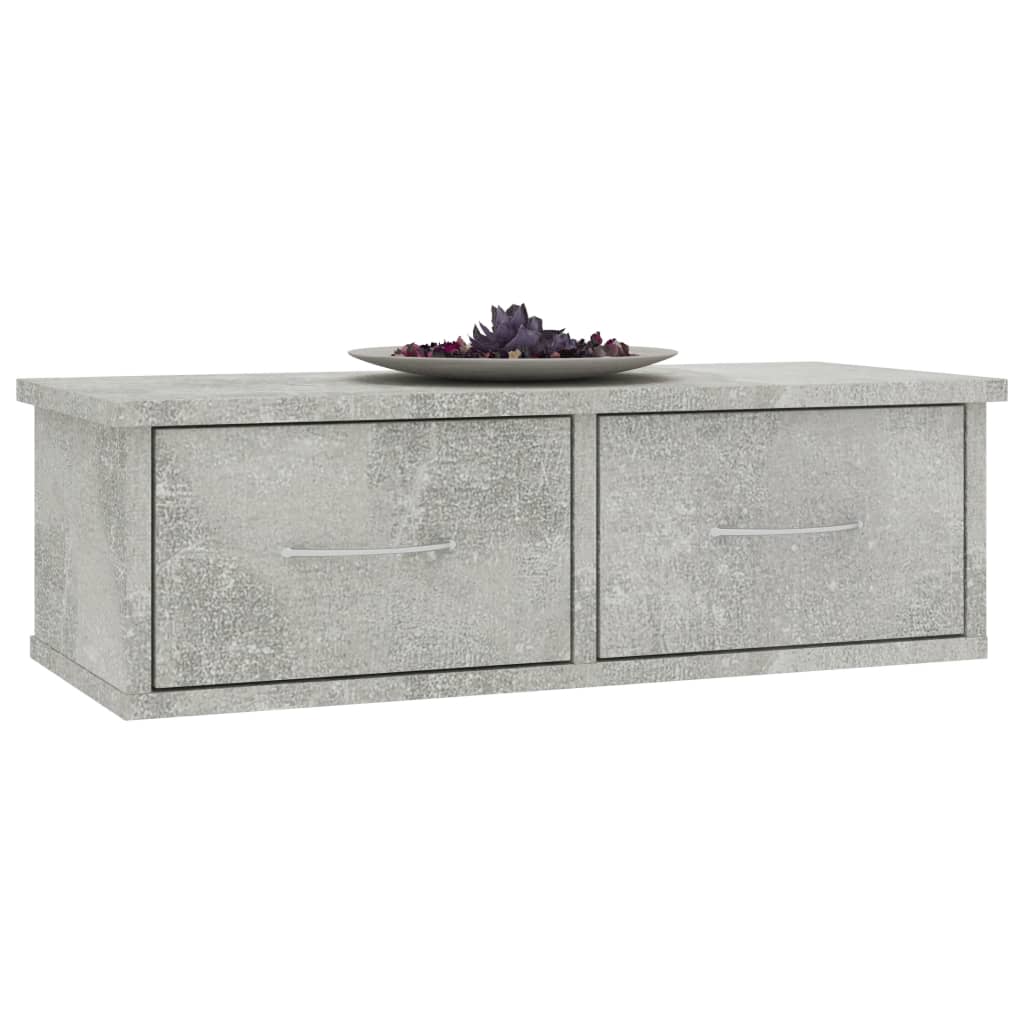 Scaffale Cassetti Parete Grigio Cemento 60x26x18,5 Multistrato | homemem39