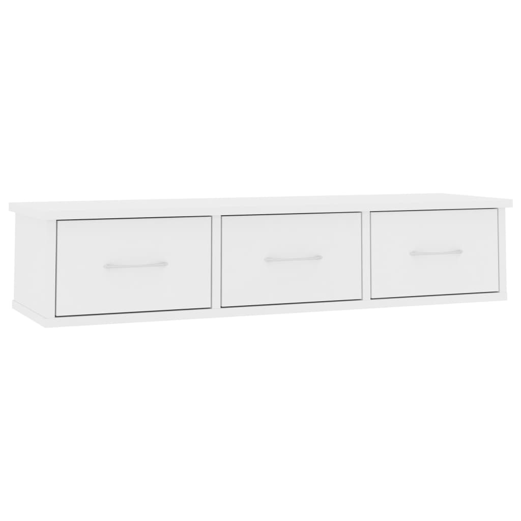 Scaffale con Cassetti a Parete Bianco 88x26x18,5 cm Multistrato | homemem39
