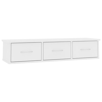 Scaffale con Cassetti a Parete Bianco 88x26x18,5 cm Multistrato | homemem39