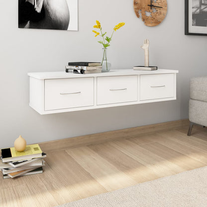 Scaffale con Cassetti a Parete Bianco 88x26x18,5 cm Multistrato | homemem39