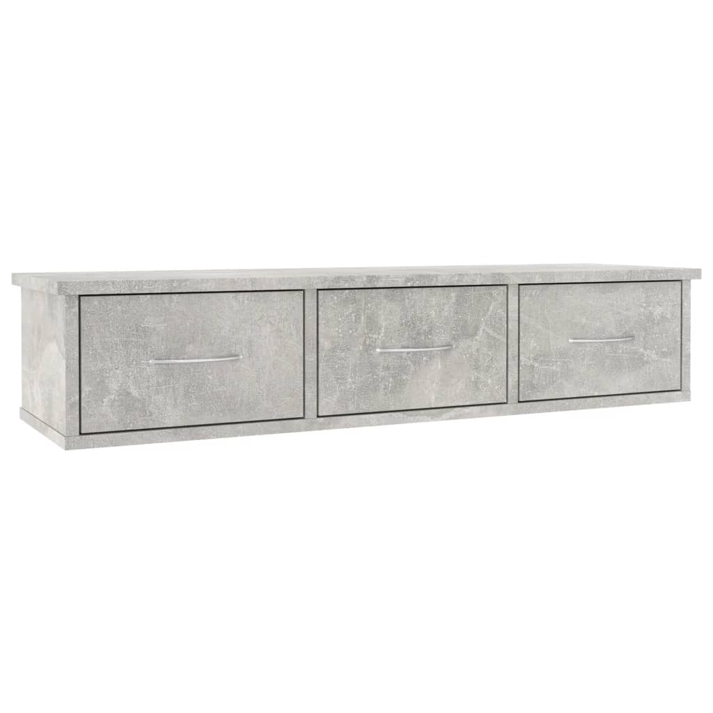 Scaffale Cassetti Parete Grigio Cemento 88x26x18,5 Multistrato | homemem39