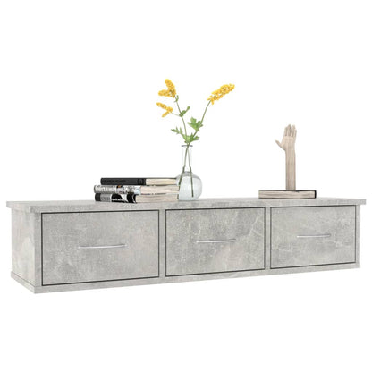 Scaffale Cassetti Parete Grigio Cemento 88x26x18,5 Multistrato | homemem39