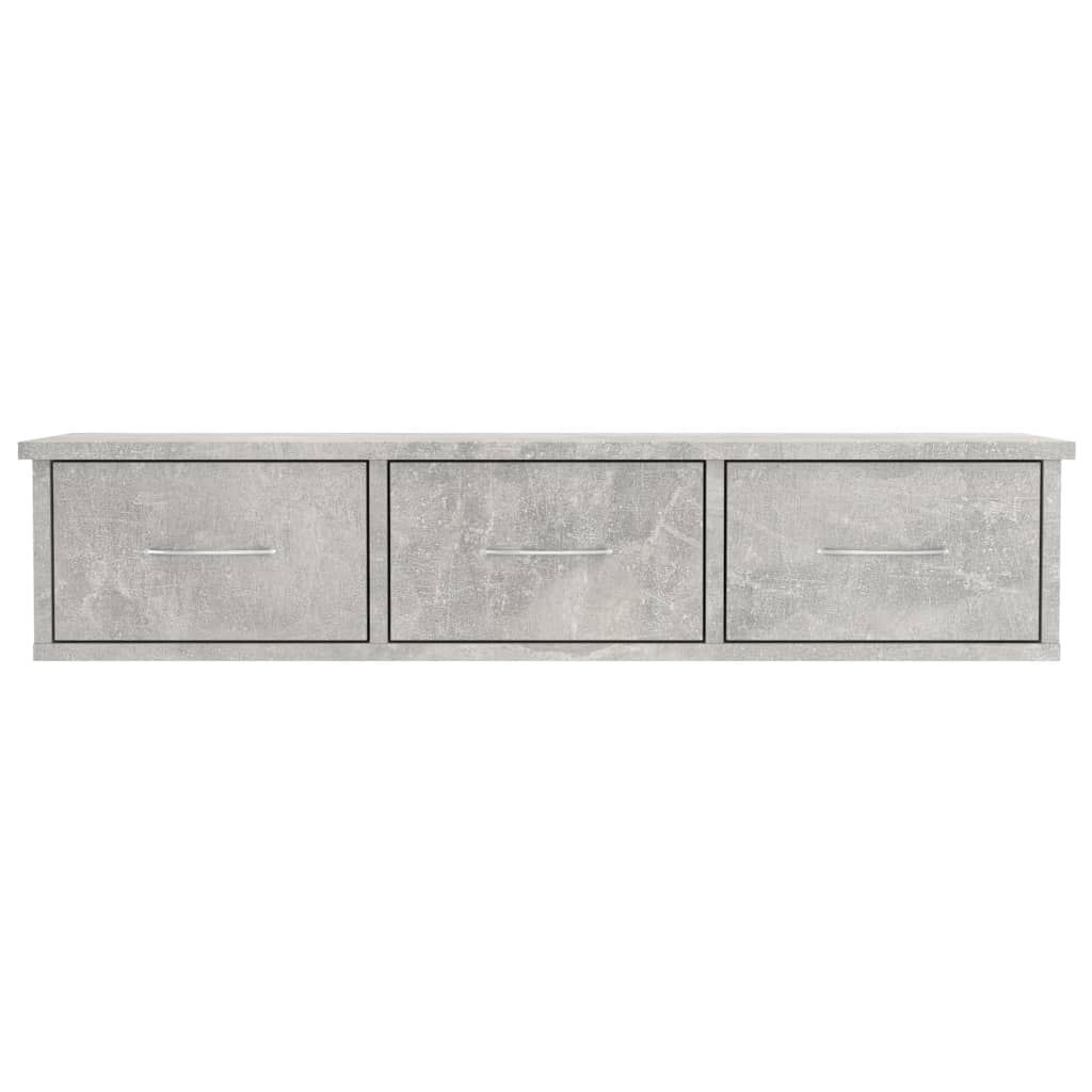 Scaffale Cassetti Parete Grigio Cemento 88x26x18,5 Multistrato