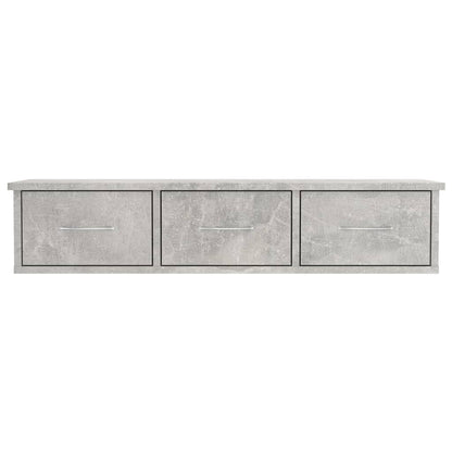 Scaffale Cassetti Parete Grigio Cemento 88x26x18,5 Multistrato
