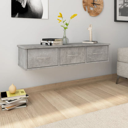 Scaffale Cassetti Parete Grigio Cemento 88x26x18,5 Multistrato | homemem39