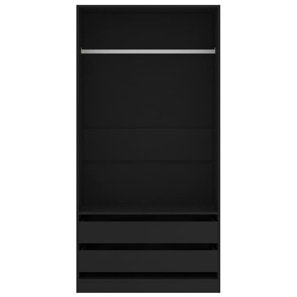 Armadio Nero 100x50x200 cm in Legno Multistrato - homemem39