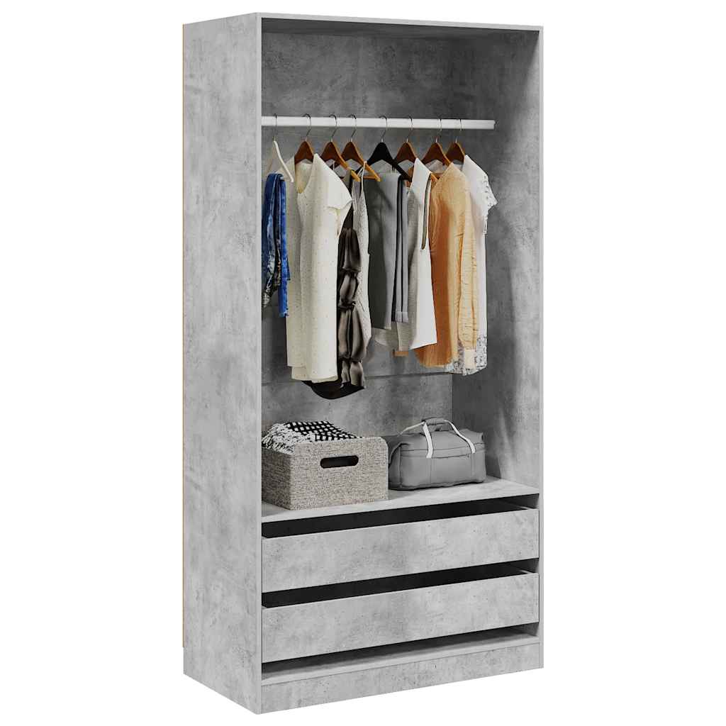 Armadio Grigio Cemento 100x50x200 cm in Legno Multistrato