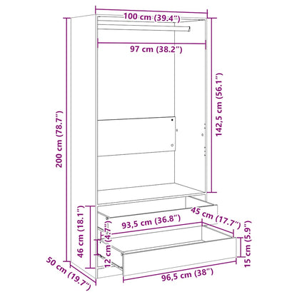 Armadio Grigio Cemento 100x50x200 cm in Legno Multistrato - homemem39