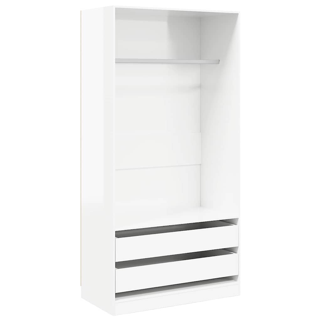Armadio Bianco Lucido 100x50x200 cm in Legno Multistrato