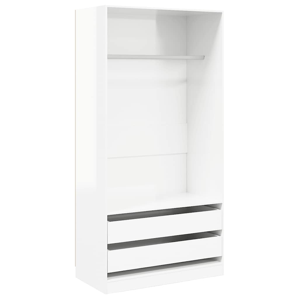 Armadio Bianco Lucido 100x50x200 cm in Legno Multistrato