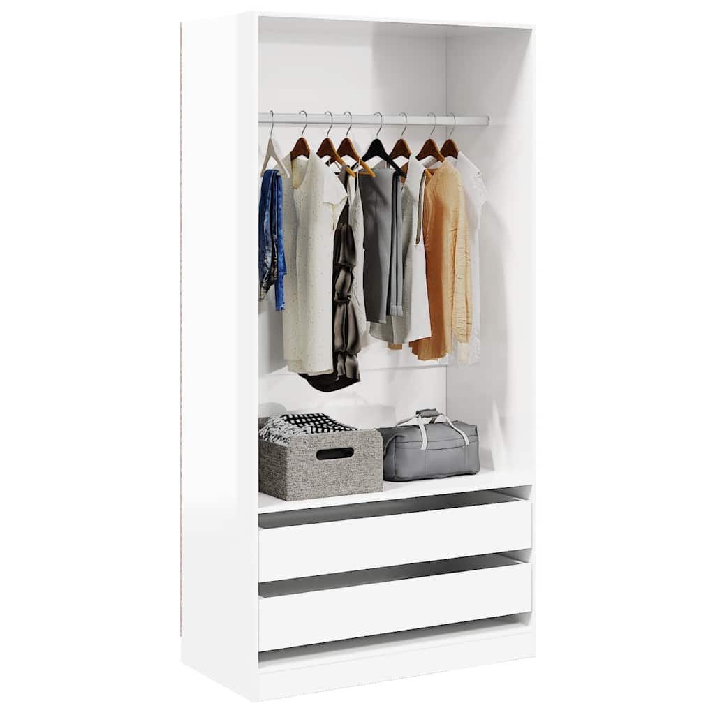 Armadio Bianco Lucido 100x50x200 cm in Legno Multistrato