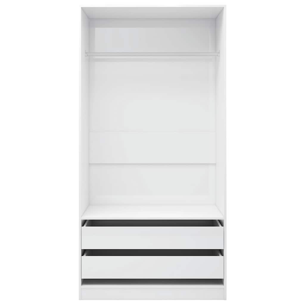 Armadio Bianco Lucido 100x50x200 cm in Legno Multistrato - homemem39