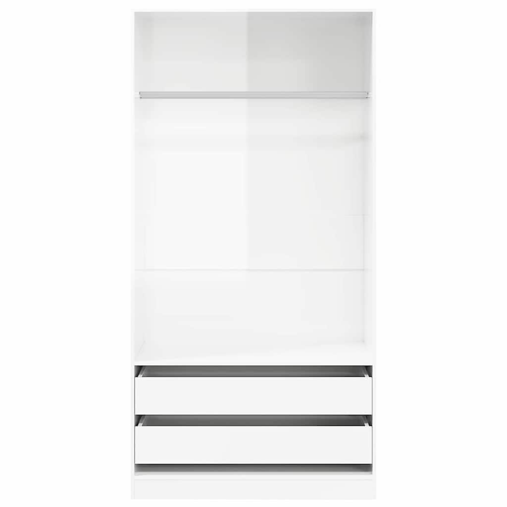 Armadio Bianco Lucido 100x50x200 cm in Legno Multistrato
