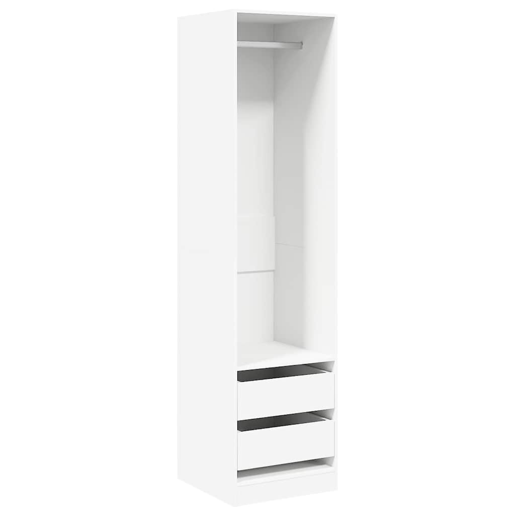 Armadio con Cassetti Bianco 50x50x200 cm in Legno Multistrato