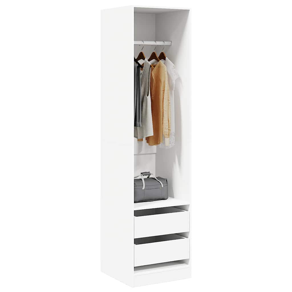 Armadio con Cassetti Bianco 50x50x200 cm in Legno Multistrato