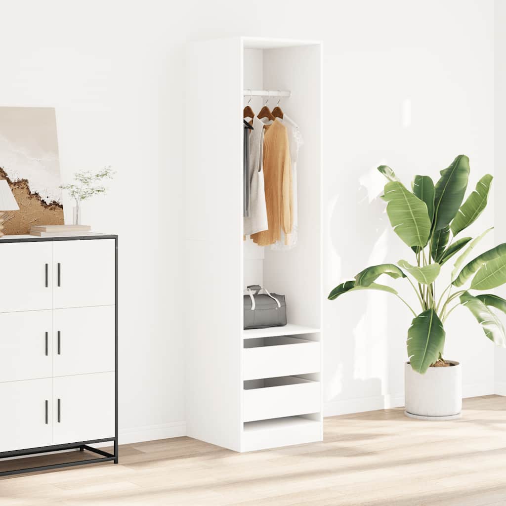 Armadio con Cassetti Bianco 50x50x200 cm in Legno Multistrato
