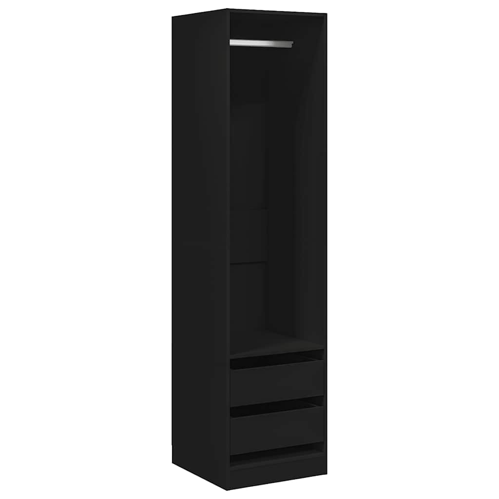 Armadio con Cassetti Nero 50x50x200 cm in Legno Multistrato