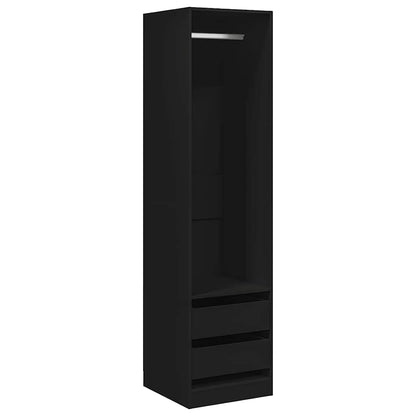 Armadio con Cassetti Nero 50x50x200 cm in Legno Multistrato