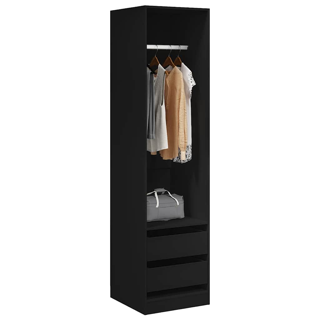 Armadio con Cassetti Nero 50x50x200 cm in Legno Multistrato